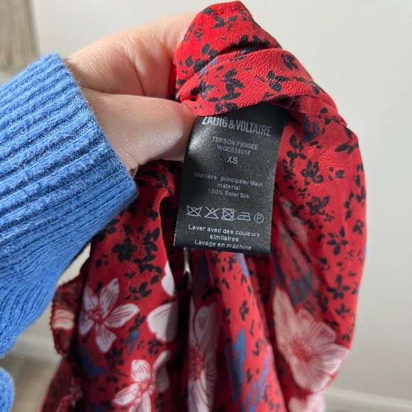 Zadig and Voltaire pensee silk red floral top - Picture 9 of 9